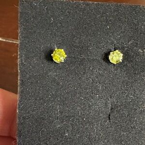 Swavorski lime green crystal Stud Earrings on silver hardware .5 carat each side